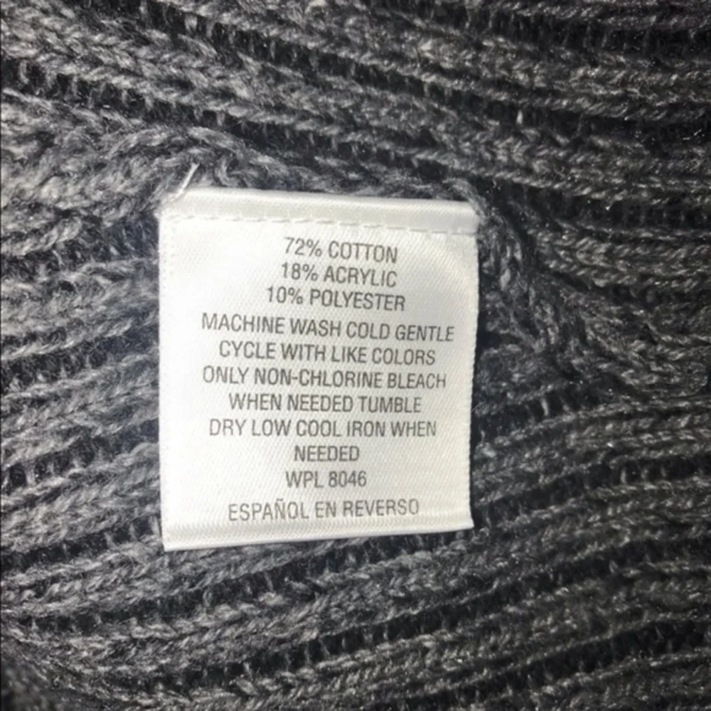 NWT‎ Style & Co 0X grey/black v neck ribbed crew neck long sleeve sweater